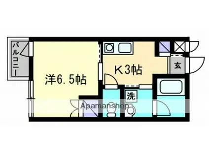 ジャンヌ喜与町(1K/3階)の間取り写真
