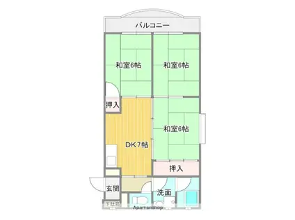 二宮第二ビル(3DK/2階)の間取り写真