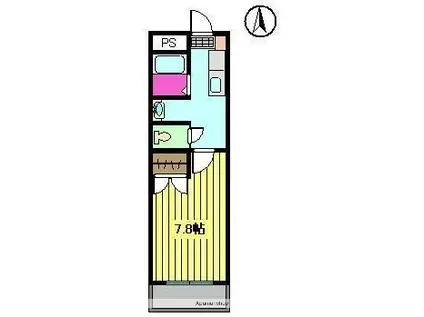 ブラウンハイム土居田(1K/2階)の間取り写真