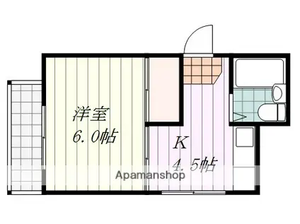 サンデーハイツ萱町(1DK/4階)の間取り写真