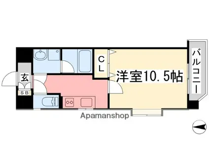 カサグランデリバーサイドⅠ(1K/7階)の間取り写真