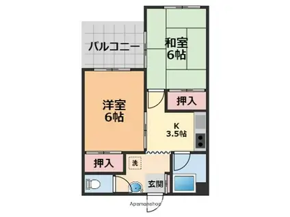 ハイツワイアール(2K/3階)の間取り写真