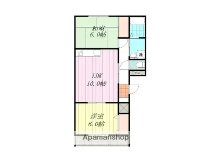 ハイザ西長戸(2LDK/1階)の間取り写真