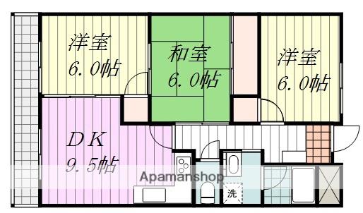 コーポ富久(3LDK/3階)の間取り写真