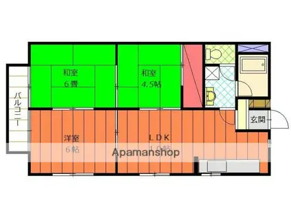 たかおマンション(3LDK/3階)の間取り写真