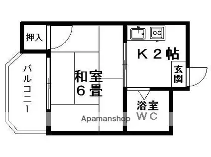 サンレッド(1K/2階)の間取り写真