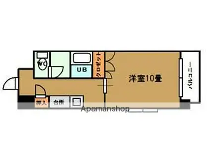 トレンディ山越(1DK/1階)の間取り写真