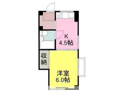 ホワイトマンション(1DK/1階)の間取り写真