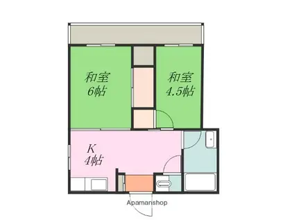 デファンドル山越(2K/3階)の間取り写真