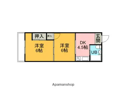 得松第二マンション(2DK/4階)の間取り写真