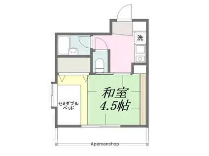 ヴィラフリーデ平和通(2DK/9階)の間取り写真