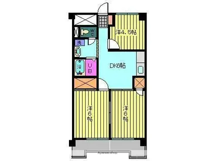 第81杉フラット(3DK/4階)の間取り写真