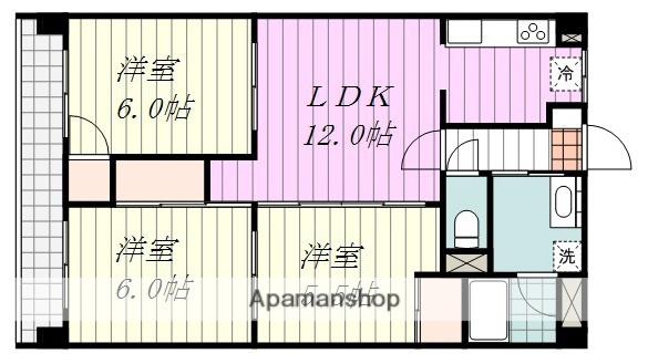 アイヒルズ松山(3LDK/5階)の間取り写真