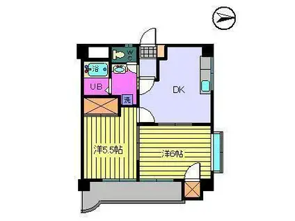 ノイシュロス久万ノ台(2DK/3階)の間取り写真