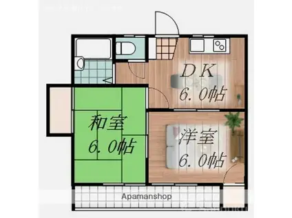 第25杉フラット(2DK/3階)の間取り写真