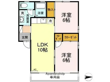 セジュールいおき(2LDK/1階)の間取り写真