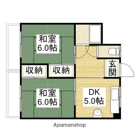 伊予鉄古町ビル(2DK/3階)の間取り写真
