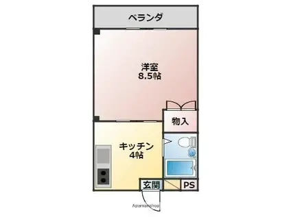 コリーヌ志津川(1K/3階)の間取り写真