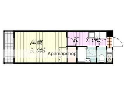 ピュアコート松山(1K/1階)の間取り写真