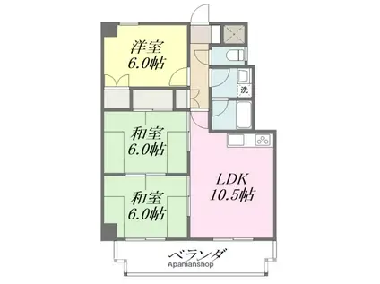 道後グリーンヒル(3LDK/3階)の間取り写真