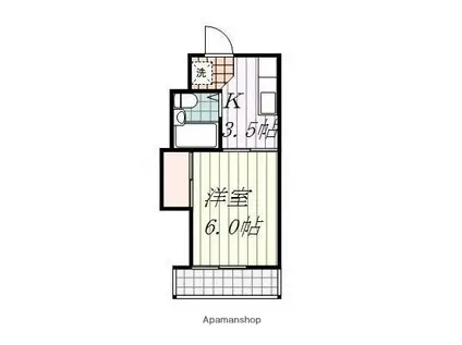 コーポラス北代(1K/5階)の間取り写真