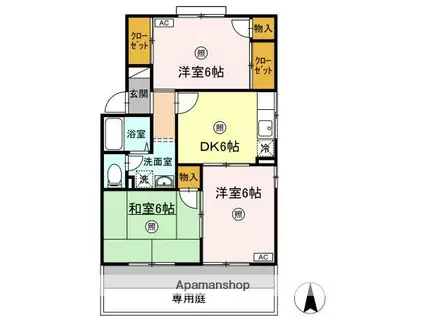 セジュール関谷A棟(3DK/1階)の間取り写真