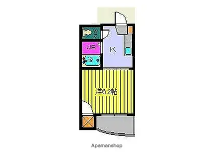 メニティー束本(1DK/3階)の間取り写真