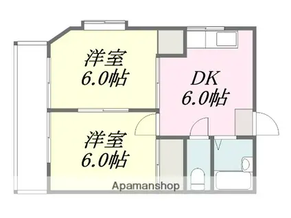 コーポ石丸(2DK/2階)の間取り写真