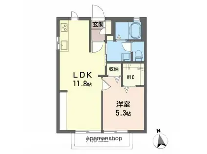 グランシード新石手(1LDK/2階)の間取り写真