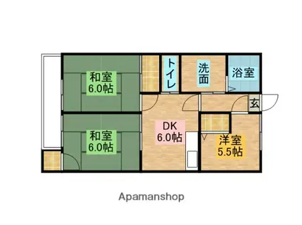 チカラビル(3DK/3階)の間取り写真