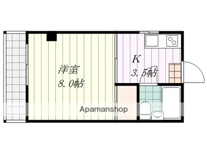 アルファ・プラス(1K/2階)の間取り写真