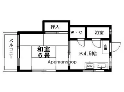 光益ハイツ(1DK/2階)の間取り写真