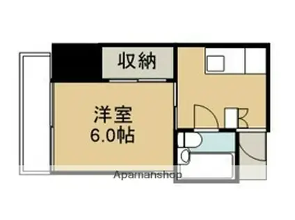 八束総合ビル(1DK/3階)の間取り写真