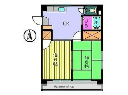 シャトー鶴原(2DK/4階)の間取り写真