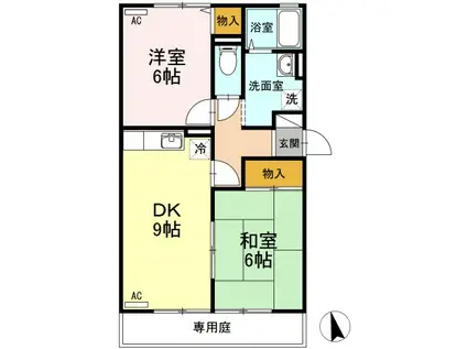 セジュールU(2DK/1階)の間取り写真