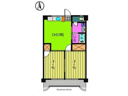 サニーフラット久米(2DK/3階)の間取り写真