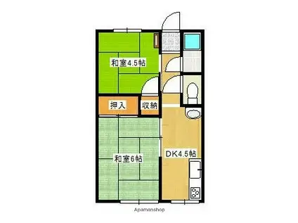 横田アパート(2K/1階)の間取り写真