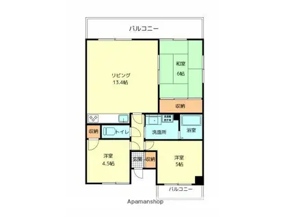 サンパレス南松山(3LDK/7階)の間取り写真