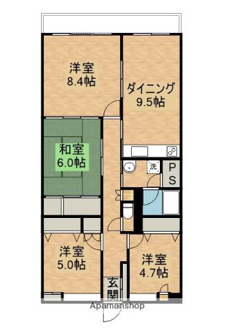 労住協永木町西ハイツ(4DK/7階)の間取り写真
