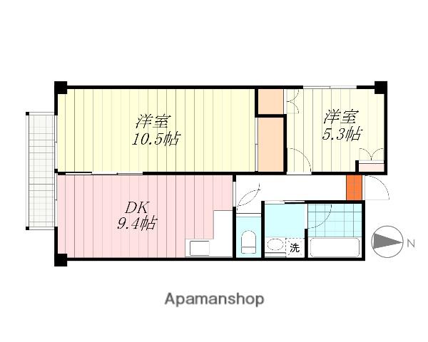 ライオンズマンション味酒町(2DK/6階)の間取り写真