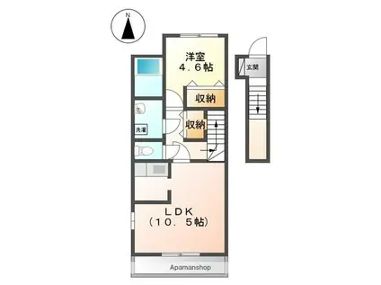 CASA COMODA(1LDK/2階)の間取り写真