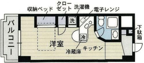 ラ・パルフェ・ド・アンティエール(ワンルーム/5階)の間取り写真