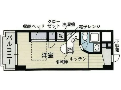 ラ・パルフェ・ド・アンティエール(ワンルーム/4階)の間取り写真