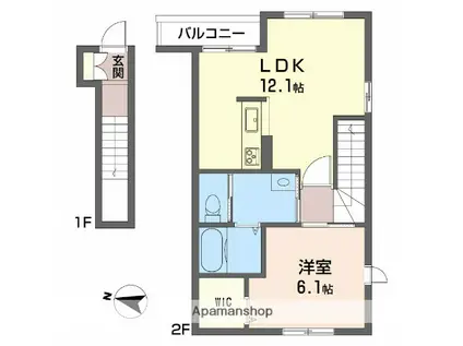 ラフィナス(1LDK/2階)の間取り写真