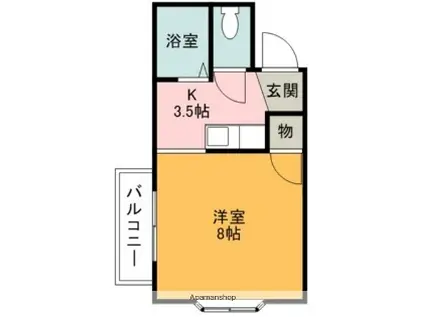 ハイツ紫(1K/2階)の間取り写真