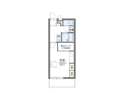 レオパレスグランドカメリアⅥ(1K/1階)の間取り写真