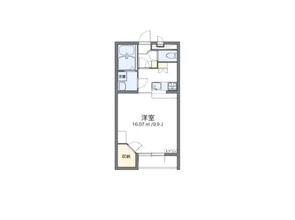 レオパレス蒼Ⅰ(1K/2階)の間取り写真