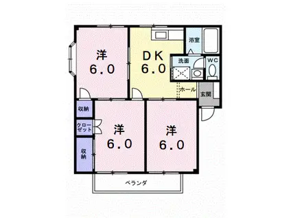 シティハイツ沖(3DK/1階)の間取り写真