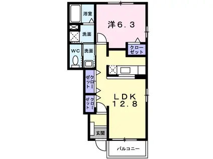 ベルコリーヌ・NⅠ(1LDK/1階)の間取り写真