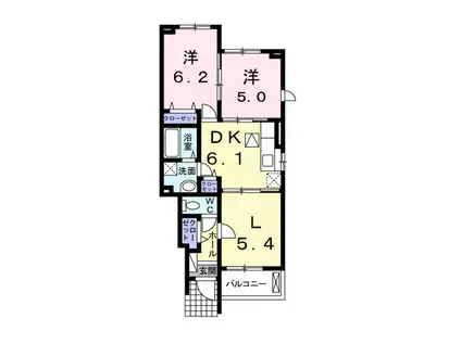 トロイガーデンⅡ(2LDK/1階)の間取り写真